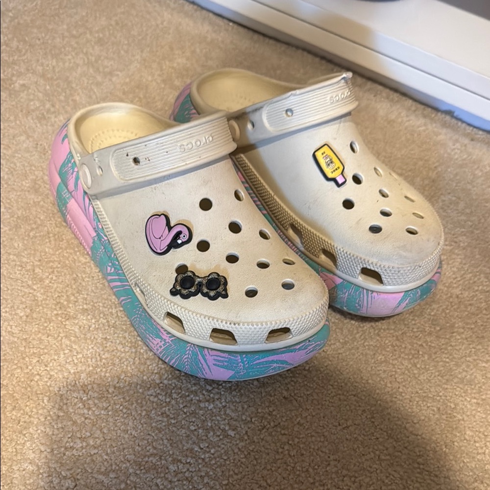 Beige and Pink Clogs